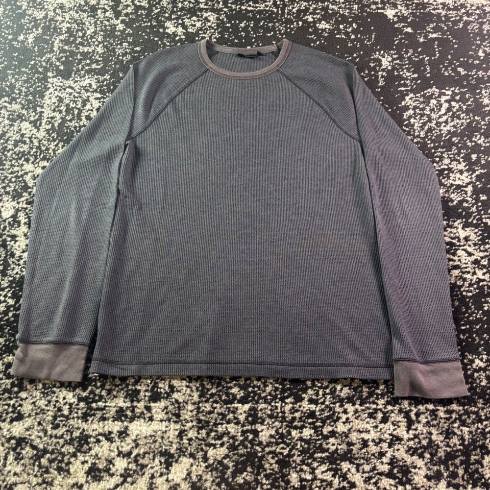 Apt. 9 Mens Long Sleeve Waffle Knit Thermal Shirt Gray Y2K Emo Grunge Large - Picture 1 of 4